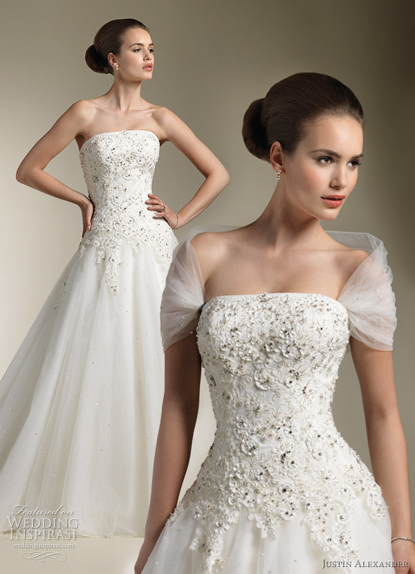 justin alexander 2012 wedding dress 8615 with tulle wrap