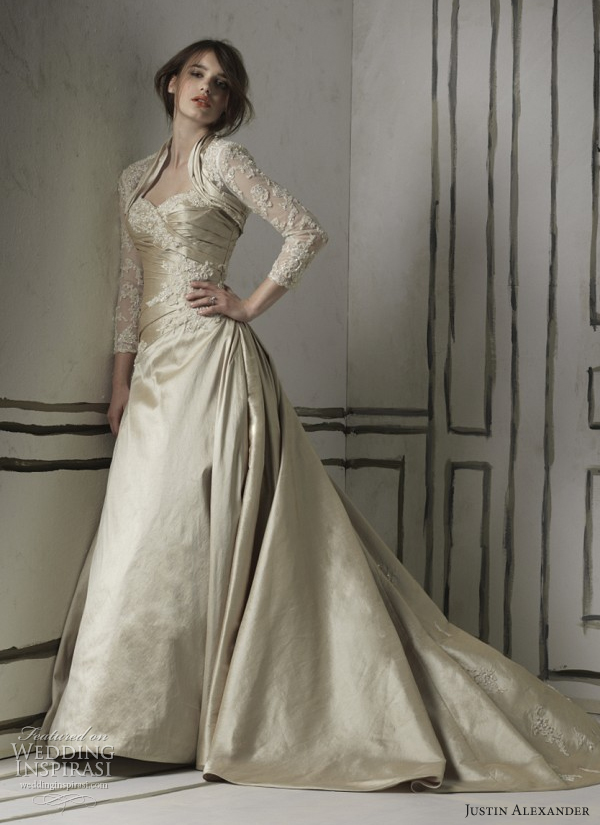 justin alexander silk dupion a-line wedding gown