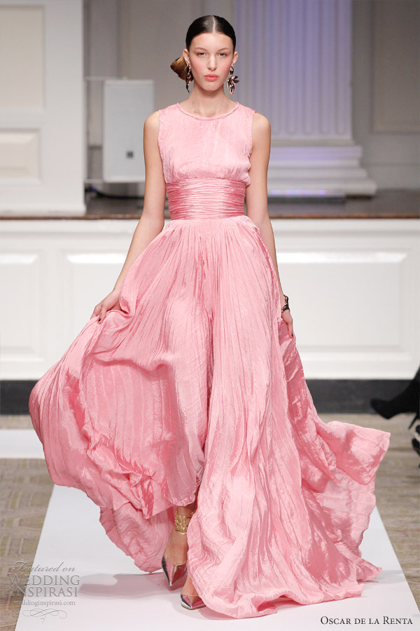 oscar de la renta wedding dress 2012 pink