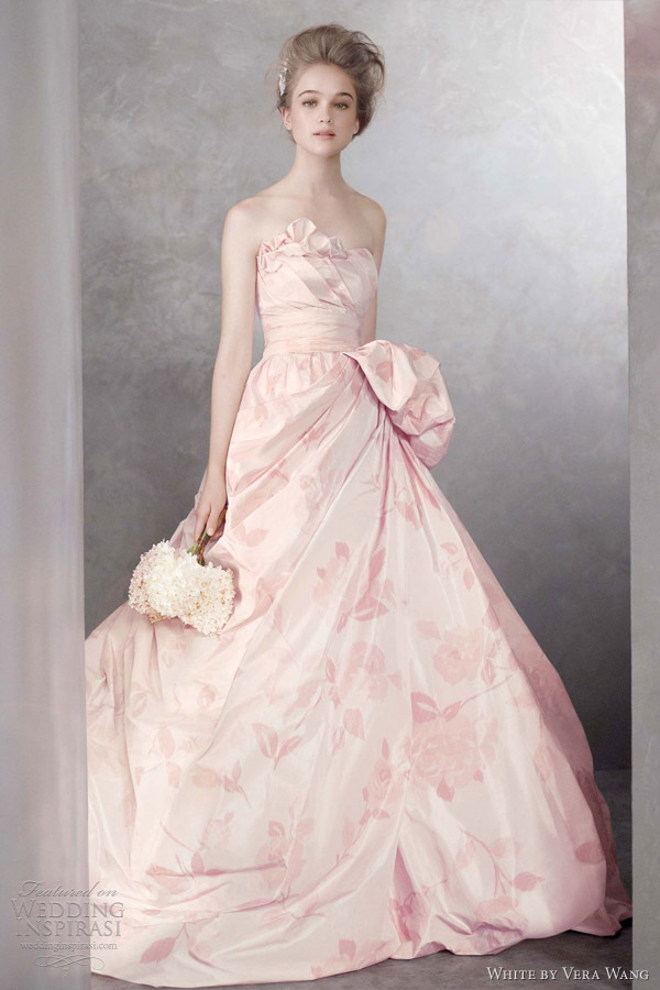 white by vera wang pink wedding dress