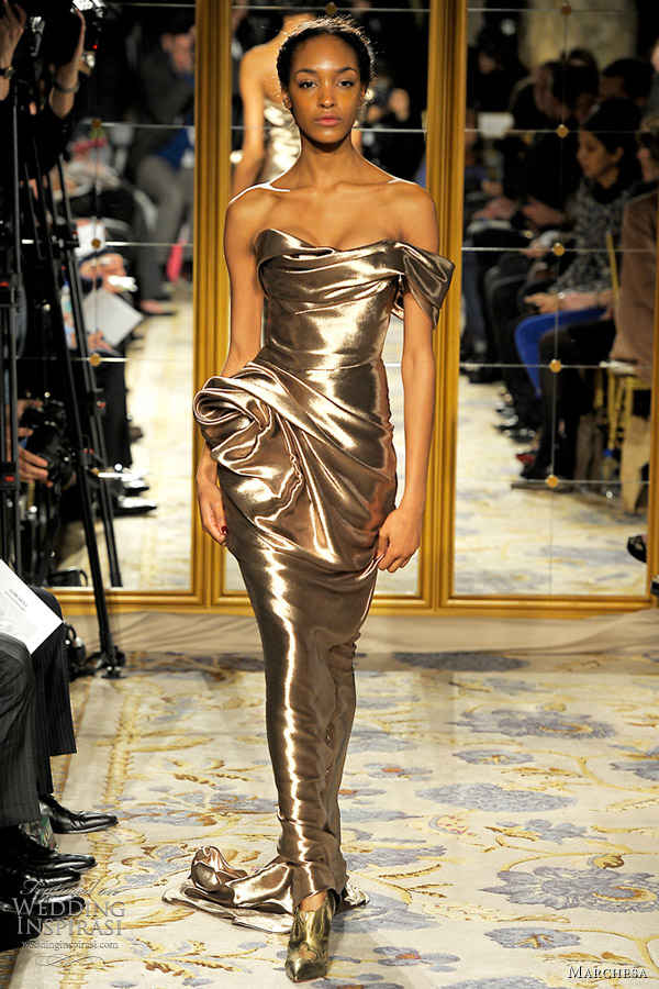 marchesa gold dress fall 2012