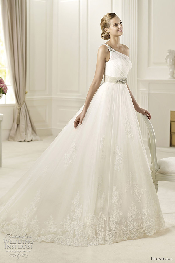 pronovias wedding dresses 2013 collection - diosa one shoulder bridal gown