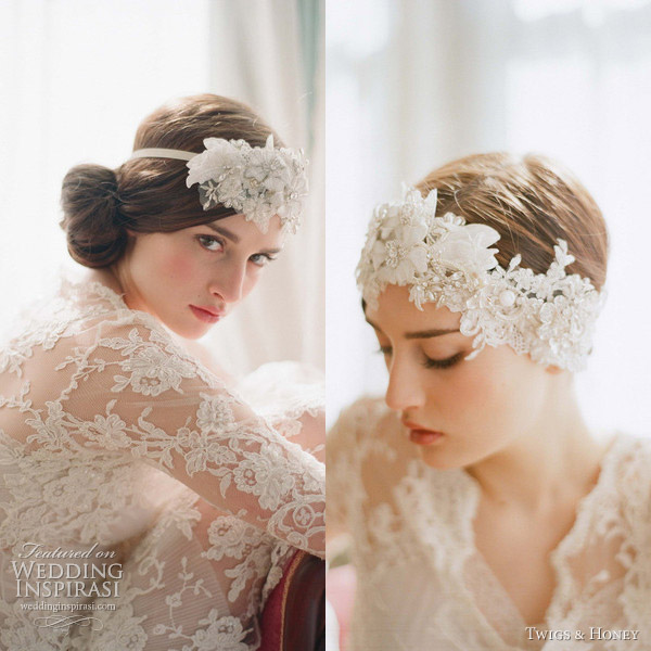 Twigs & Honey Mini Tulle Veil with Pearls - Style #212