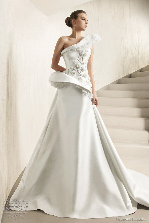 georges hobeika one shoulder wedding gown