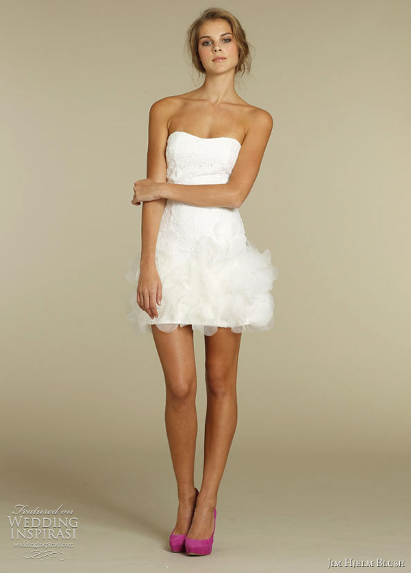 jim hjelm blush short wedding dress 2012