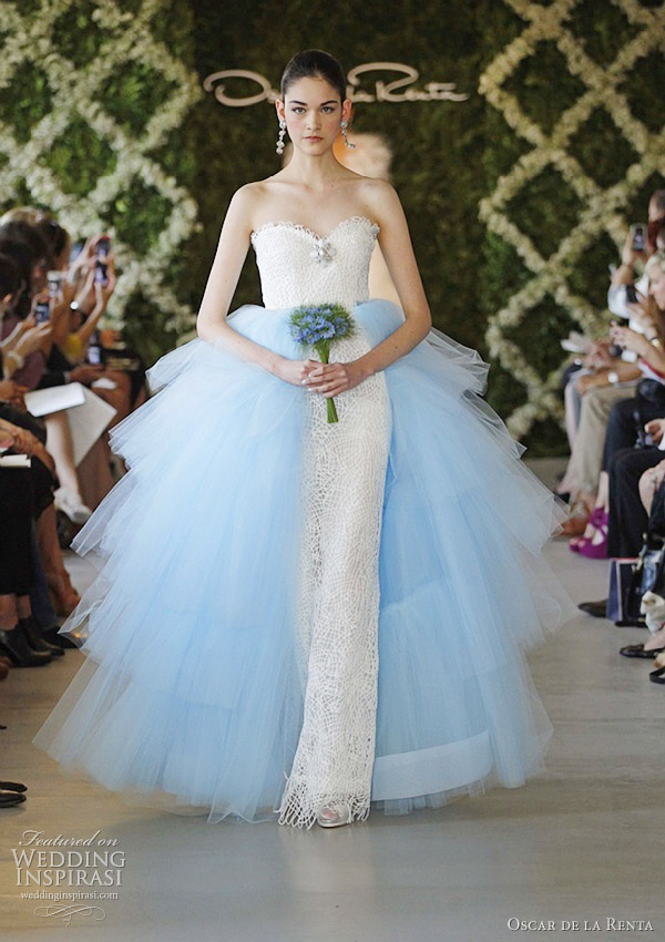 oscar de la renta spring 2013 blue wedding dresses