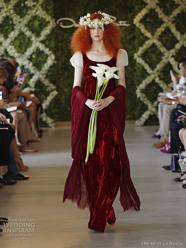 oscar de la renta spring 2013 red wedding dress