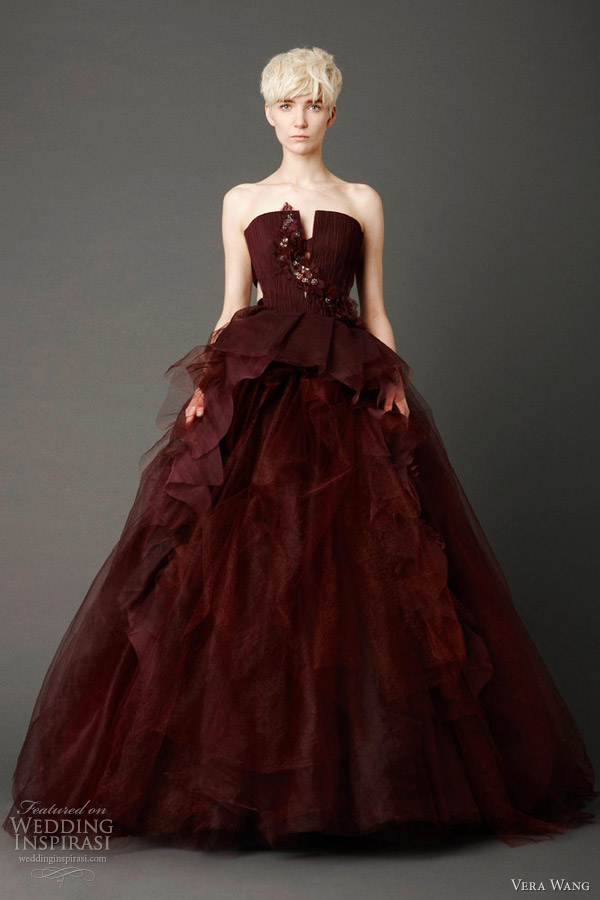 vera wang spring 2013 burgundy wedding dress