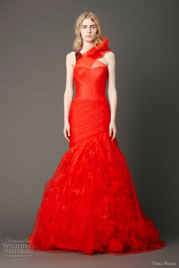 vera wang spring 2013 red wedding dress