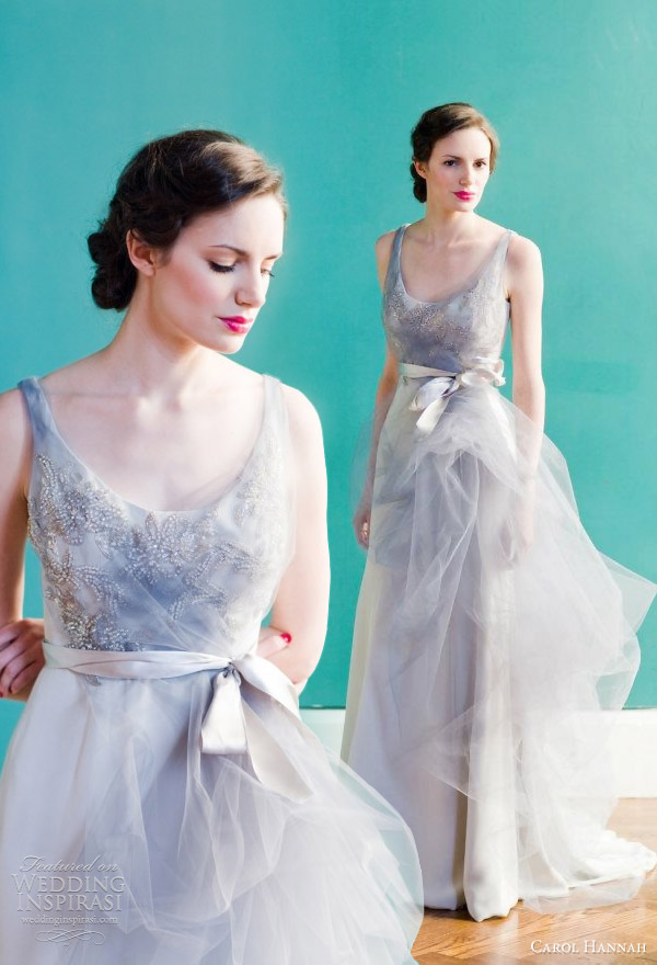 carol hannah 2013 downton silver wedding dress