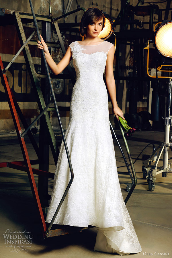 oleg cassini 2012 cap sleeve wedding dress