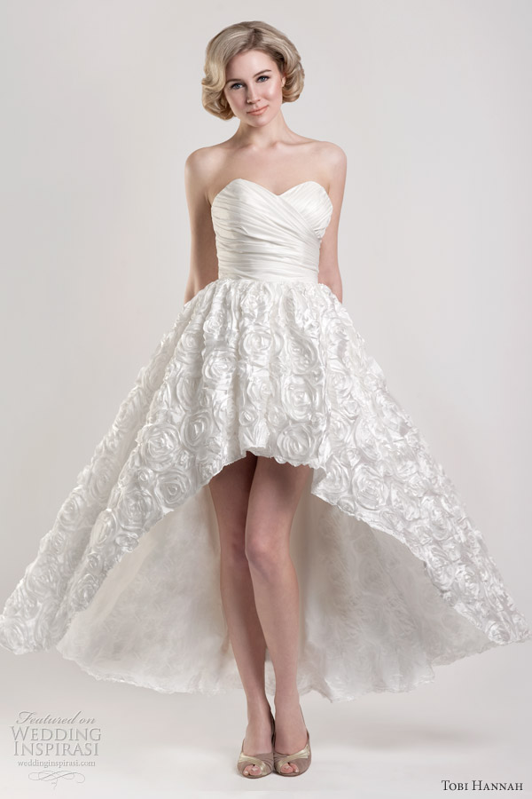 tobi hannah short long hi lo running wedding dress