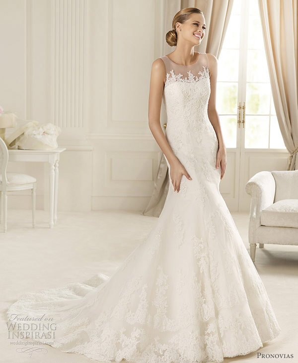 wedding dress illusion neckline pronovias 2013