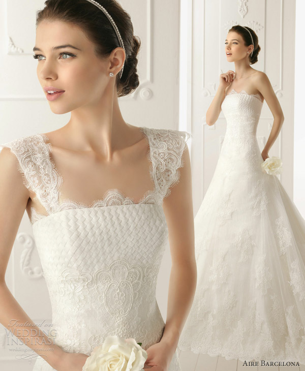 aire barcelona 2013 rabat wedding dress lace straps