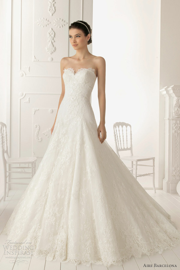 aire barcelona 2013 ramo strapless lace wedding dress