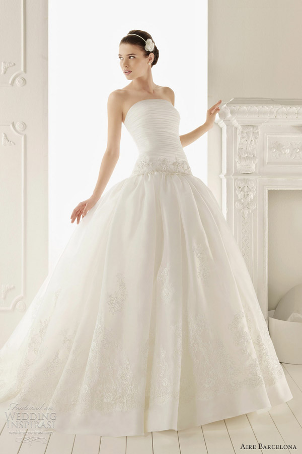 aire barcelona 2013 rebecca drop waist ball gown wedding dress