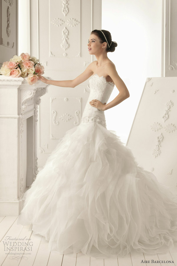 aire barcelona wedding dresses 2013 rumor drop waist ruffle skirt