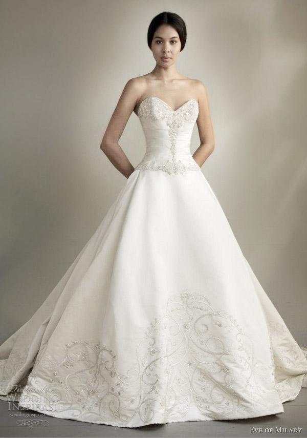 eve of milady couture spring 2013 strapless ball gown wedding dress embroidered detail