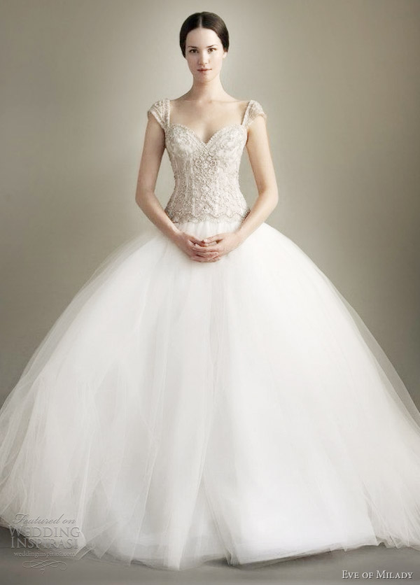 eve of milady spring 2013 cap sleeve ball gown wedding dress