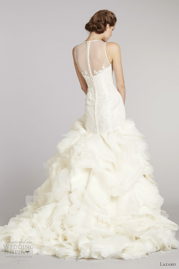 lazaro bridal fall 2012 wedding dress illusion neckline lace top