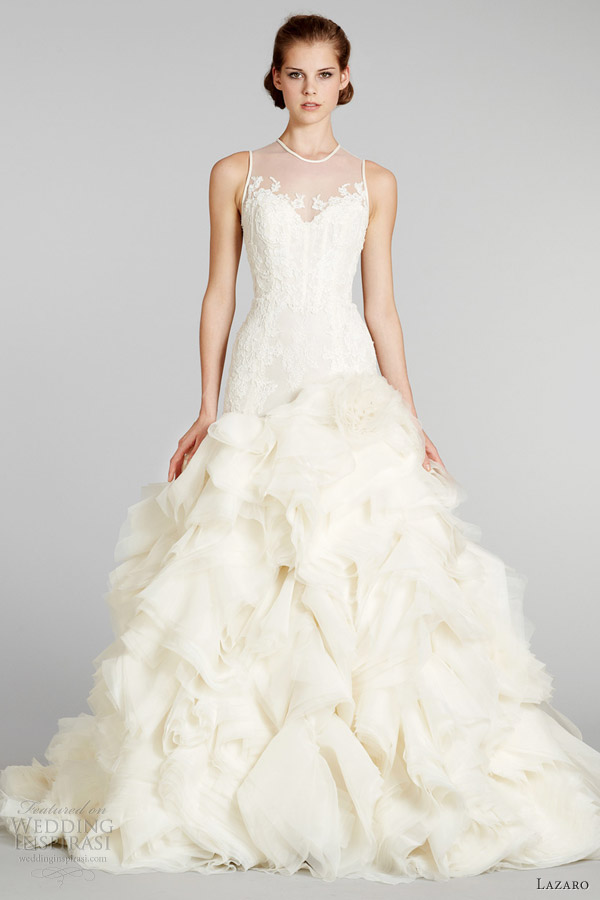 lazaro bridal fall 2012 wedding dress illusion neckline