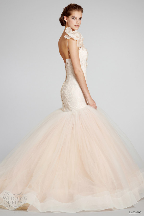 lazaro bridal fall 2012 wedding dress pink blush mermaid gown