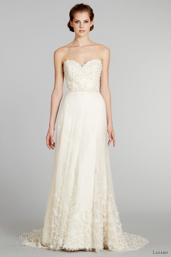 lazaro fall 2012 bridal strapless sheath wedding dress