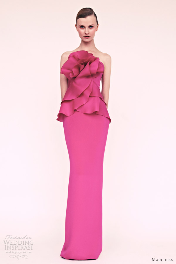 marchesa resort 2013 strapless pink column gown