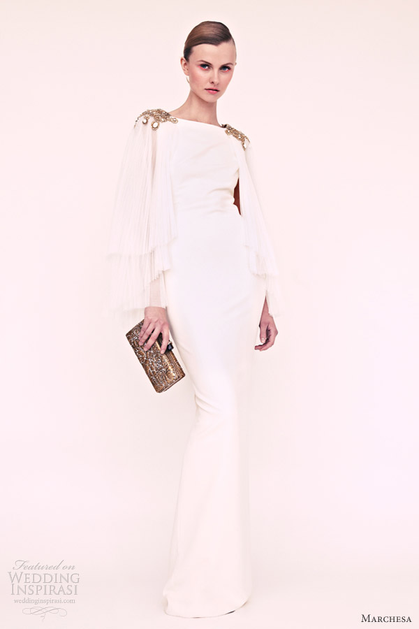 marchesa resort 2013 white long sleeve gown