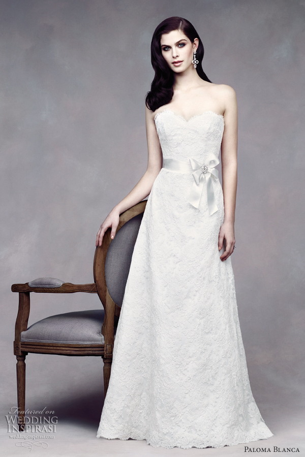 paloma blanca strapless a line sweep train wedding dresses style 4311 paloma blanca strapless a line sweep train wedding dresses style 4311