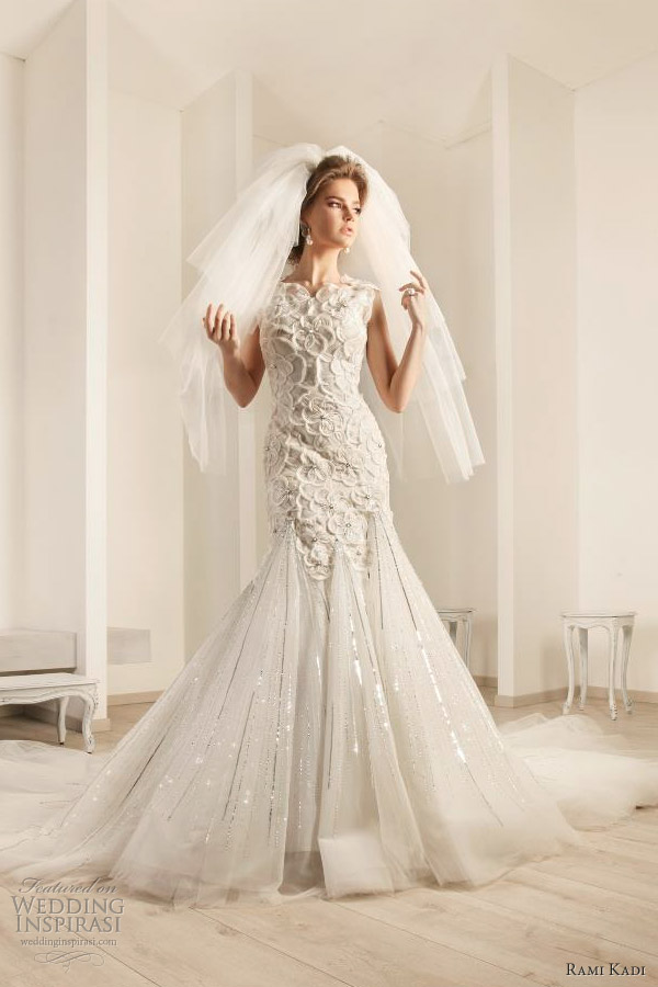 rami kadi bridal 2012 embroidered flowers tulle wedding dress