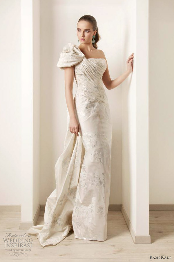 rami kadi hand painted silk taffeta draped wedding dress