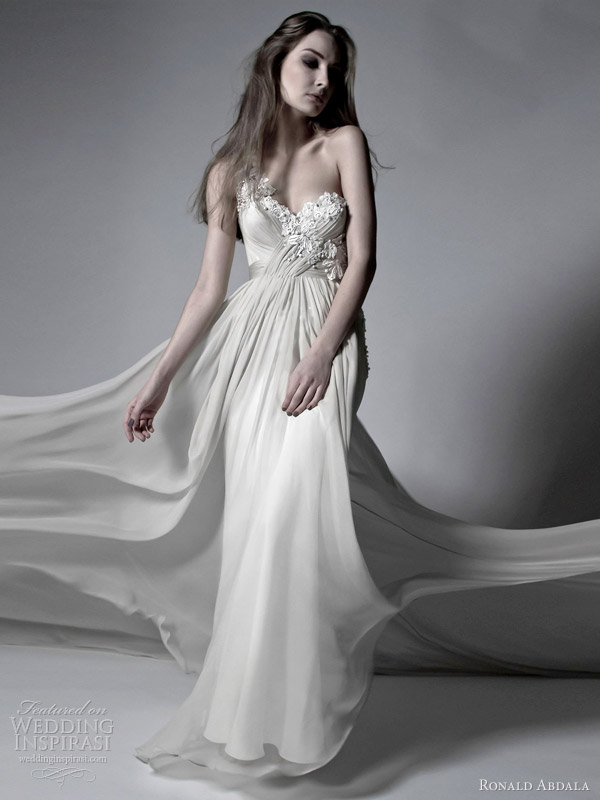 ronald abdala bridal spring 2012 grecian draped one shoulder wedding dress