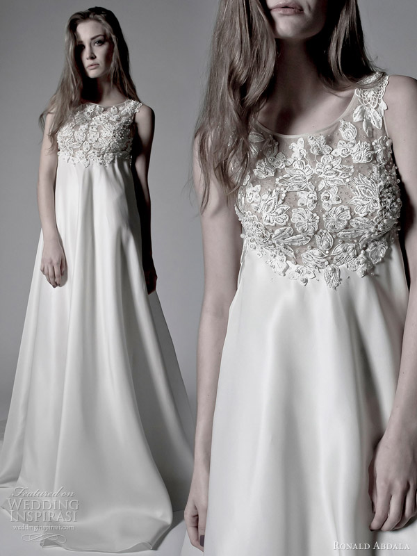 ronald abdala bridal spring 2012 sleeveless empire waist wedding dress