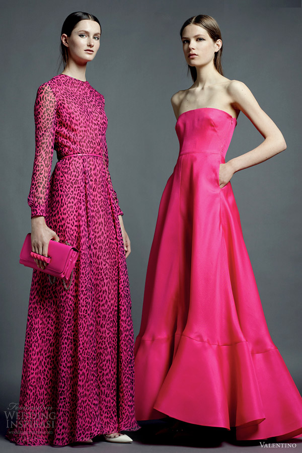 valentino resort 2013 hot pink gown long sleeve animal print pink dress valentino resort 2013 hot pink gown long sleeve animal print pink dress