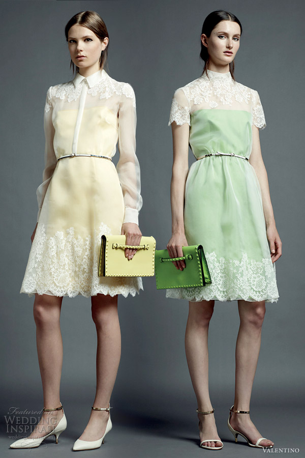 valentino resort 2013 pastel lace short dress sleeves