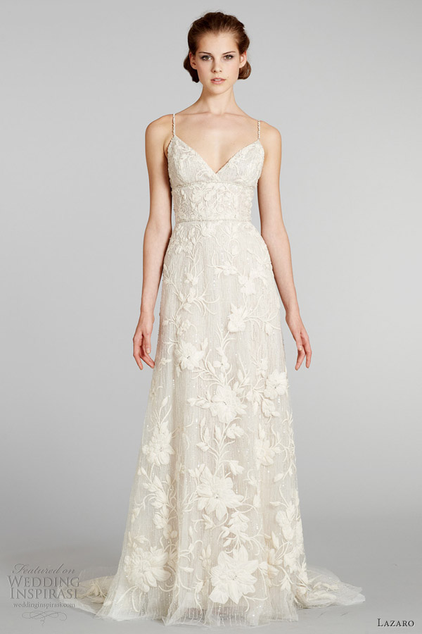 vintage inspired style wedding dress lazaro bridal fall 2012