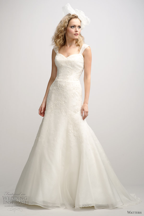 watters fall 2012 fit flare wedding dress straps