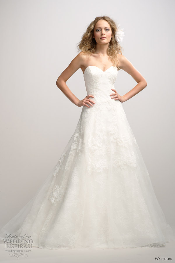 watters fall 2012 strapless a line wedding dress