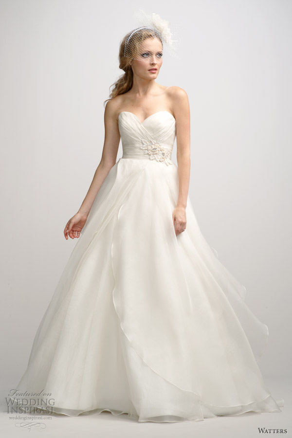 watters fall 2012 strapless ball gown wedding dress