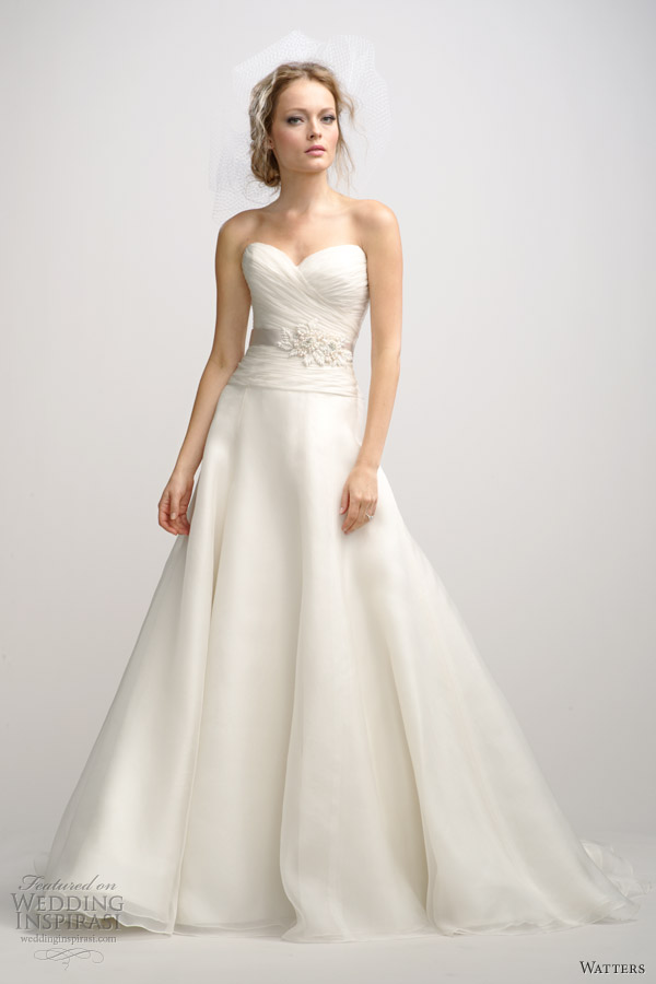 watters fall 2012 strapless wedding dress ruched bodice watters fall 2012 strapless wedding dress ruched bodice