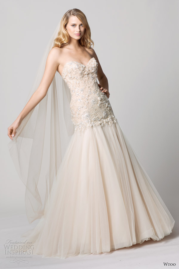 wtoo fall 2012 oatmeal blush strapless color wedding dress