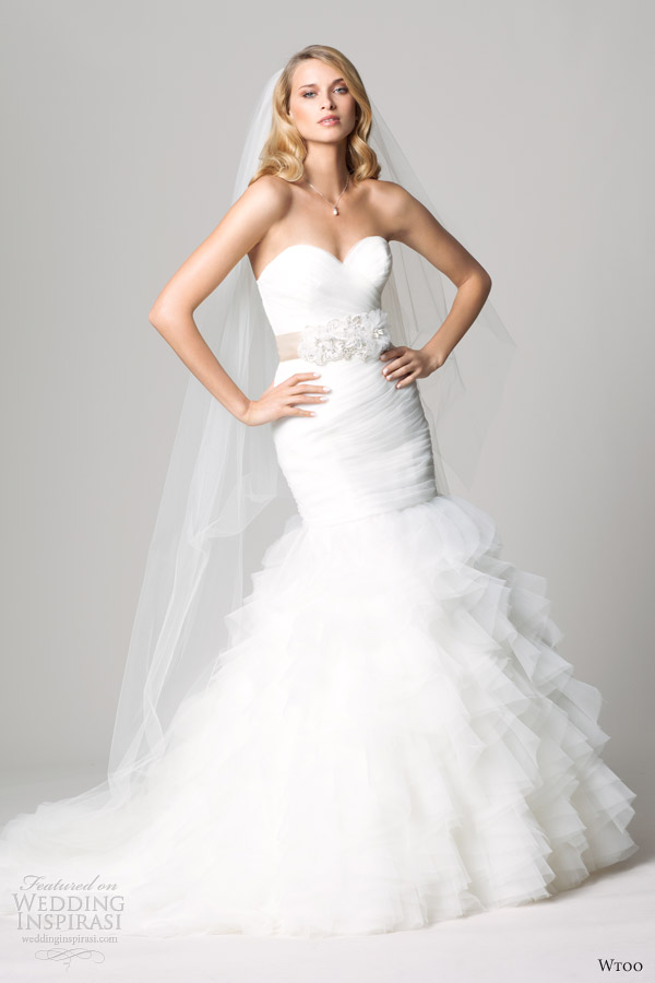 wtoo fall 2012 strapless mermaid wedding dress ruffle skirt