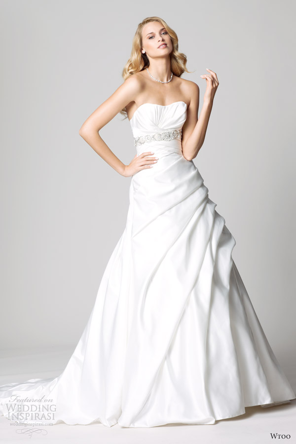 wtoo fall 2012 strapless wedding dresses side gathers