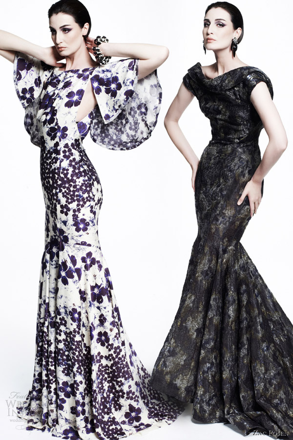 zac posen resort 2013 floral print evening gowns sleeves