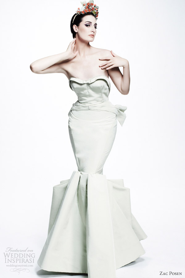 zac posen resort 2013 pale mint strapless mermaid gown