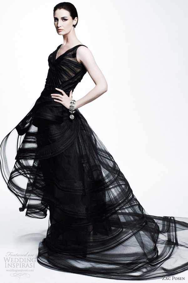 zac posen resort 2013 sleeveless black gown straps over skirt