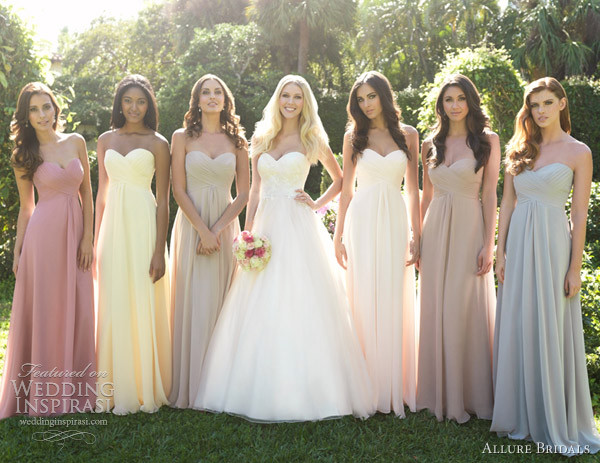 allure bridals romance style 2566 ball gown wedding dress colorful bridesmaids 1221