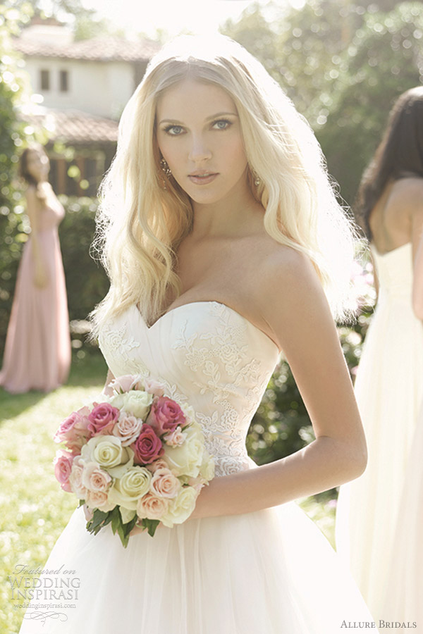 allure bridals romance style 2566 strapless tulle ball gown wedding dress