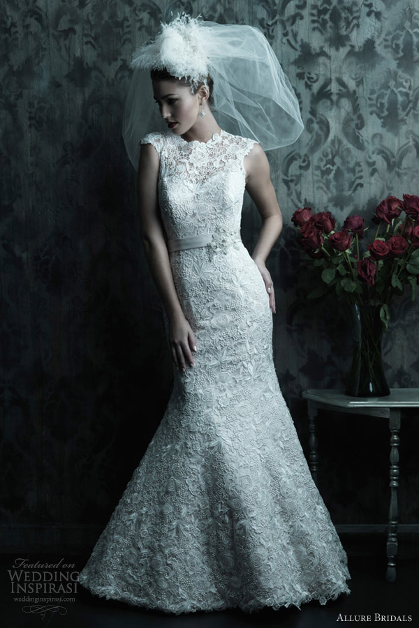 allure couture c226 sleeveless lace wedding dress